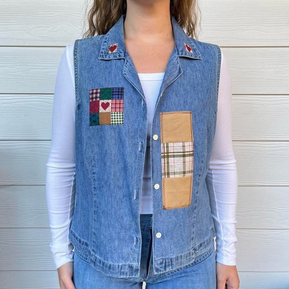 Denim Patchwork Quilt Block Vest - image 4